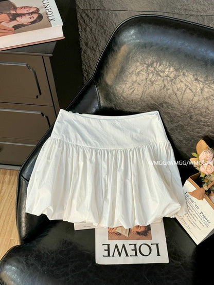 White skirt for women summer 2025 new three-bar hot girl outfit letter embroidery a-shaped petite flower bud skirt