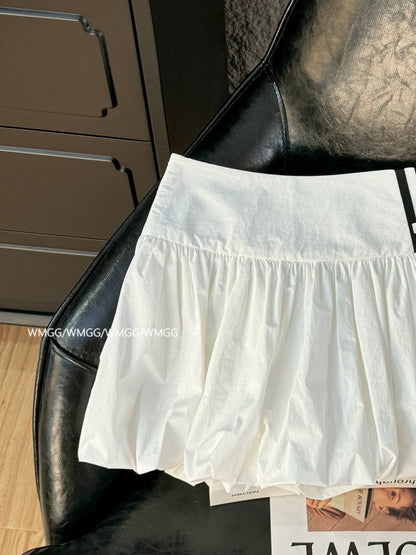 White skirt for women summer 2025 new three-bar hot girl outfit letter embroidery a-shaped petite flower bud skirt
