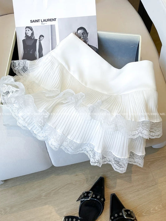 White skirt women's short 2025 summer new Korean style fashion high waist slim temperament all-match small skirt trend