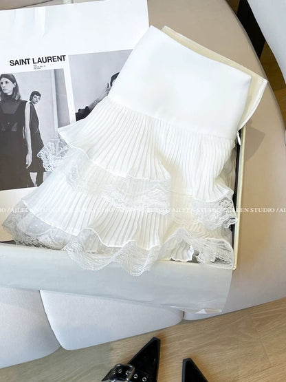 White skirt women's short 2025 summer new Korean style fashion high waist slim temperament all-match small skirt trend
