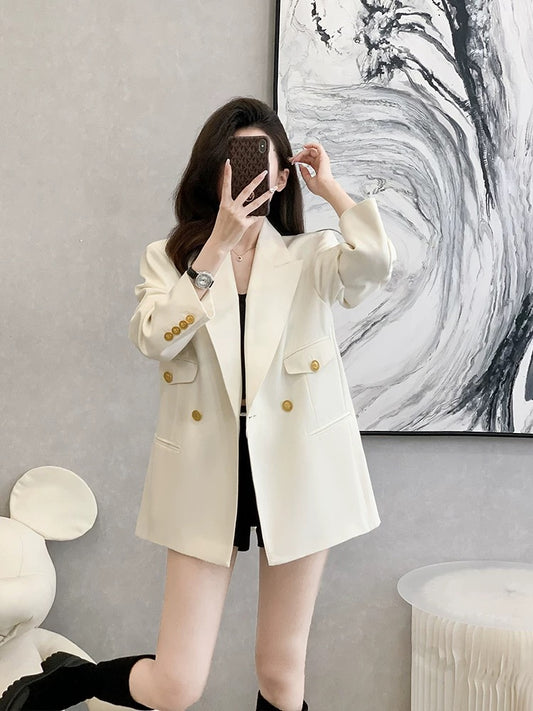 Autumn Korean style loose-fitting professional casual suit jacket for women, unique design, high-end and eye-catching.