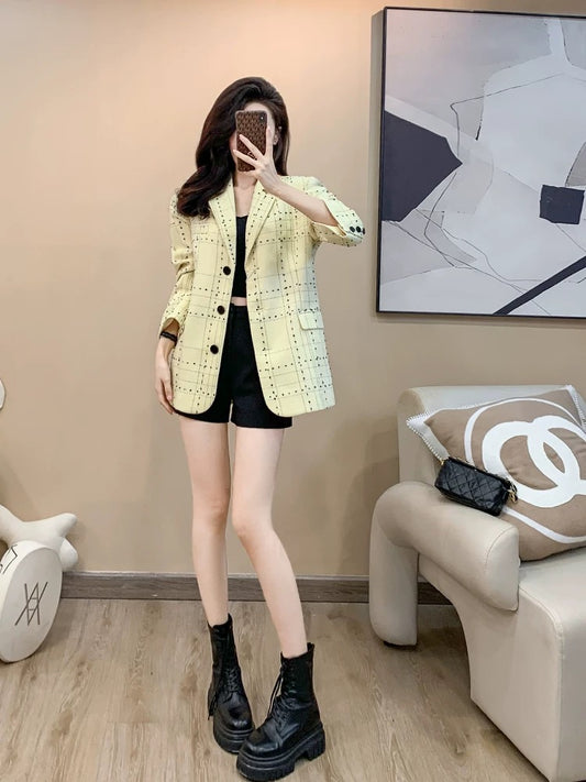 Autumn Korean style women's suit jacket 2025 new style, niche design, elegant and casual, high-end, street style blazer