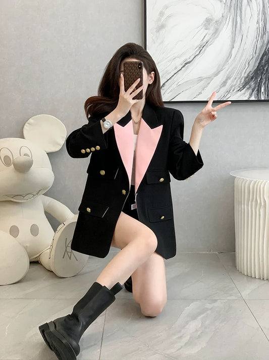 Autumn Korean style casual blazer for women, unique design, powerful aura, high-end and eye-catching.