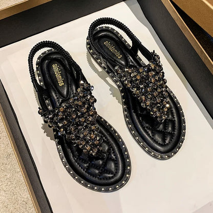 Genuine leather toe-ring sandals with a chic French style — lightweight, feminine, and perfect for summer.