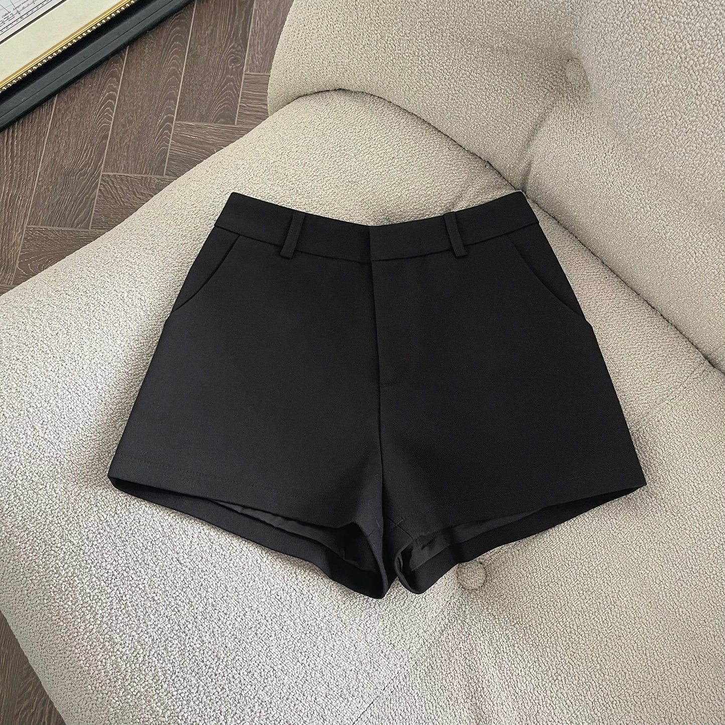 FASC homemade high waist black suit shorts women 2025 new spring and summer outer wear gray small size slim hot pants