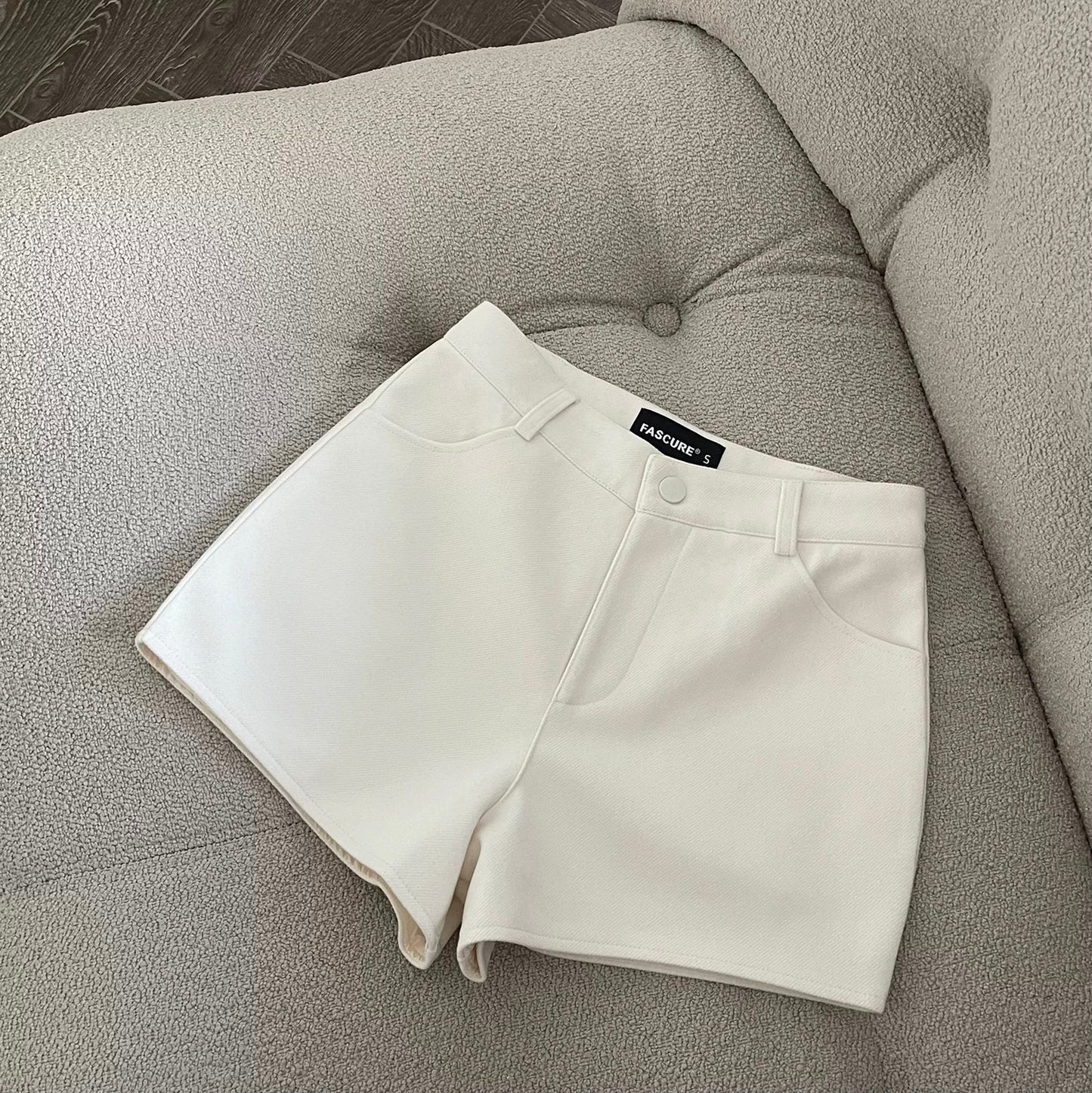 FASC homemade white suit shorts women 2025 new high waist versatile slim fashion niche black hot pants