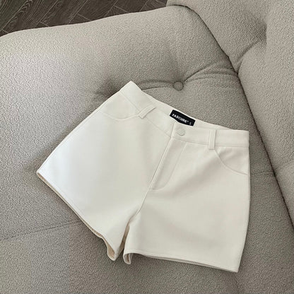FASC homemade white suit shorts women 2025 new high waist versatile slim fashion niche black hot pants