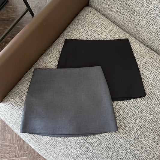 FASC homemade suit gray skirt female summer 2025 new hip skirt black high waist short skirt