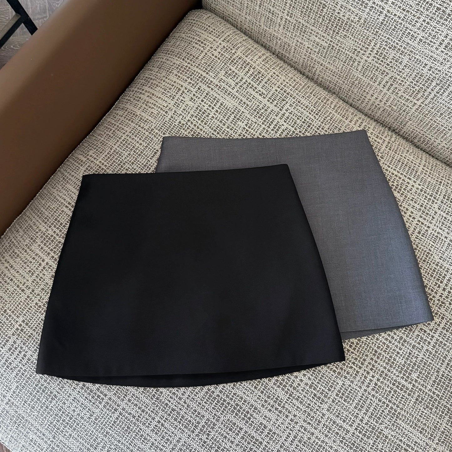 FASC homemade suit gray skirt female summer 2025 new hip skirt black high waist short skirt