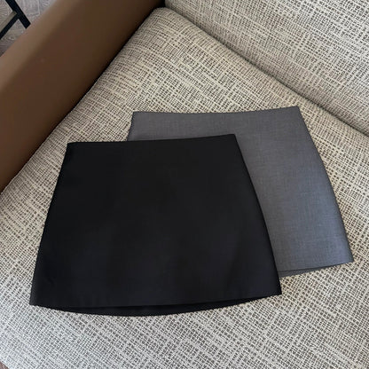 FASC homemade suit gray skirt female summer 2025 new hip skirt black high waist short skirt