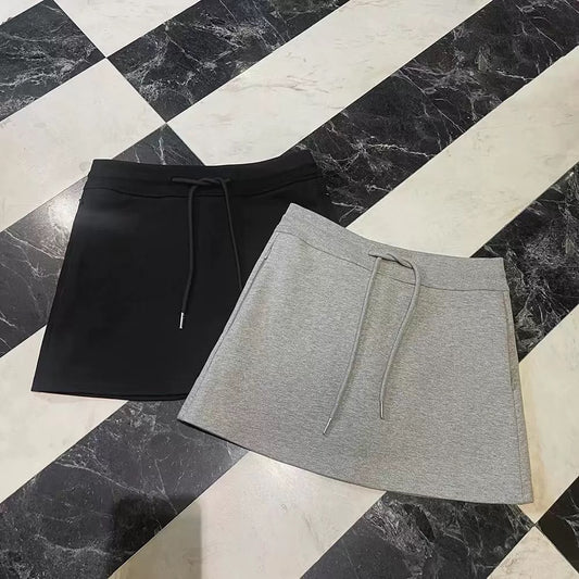 FASC homemade casual sports gray short skirt female black a-line skirt sweat skirt skirt female summer hip skirt