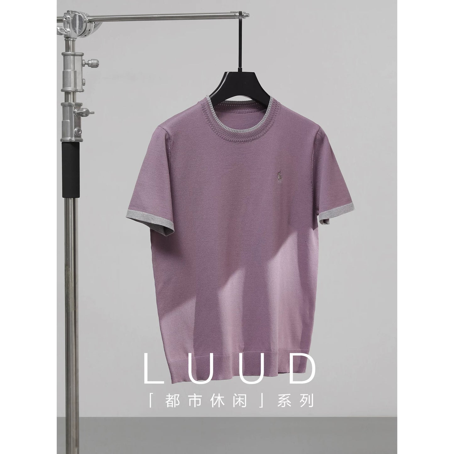 LUUD Cool Silk Cool Blended T-shirt Men's Summer Urban Commuter Colorblock Short Sleeve Retro Round Neck T-shirt