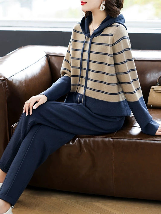 New mother's autumn long-sleeved sweatshirt, middle-aged women's clothing, spring and autumn style sportswear, middle-aged and elderly casual fashion suits