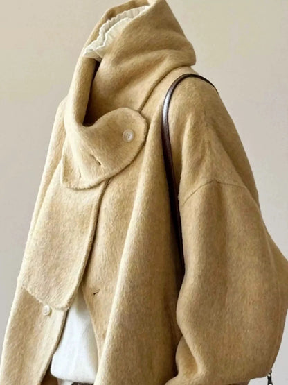 Plus size women's clothing is super good-looking for small people, double-sided woolen coat for women, new winter design, scarf, one outfit, two wears