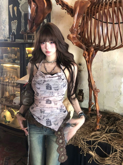 Nan Lixiang Butterfly Bone Pure Desire Beautiful Back Camisole Women's Summer Waistless Backless Irregular Slim Butterfly Top