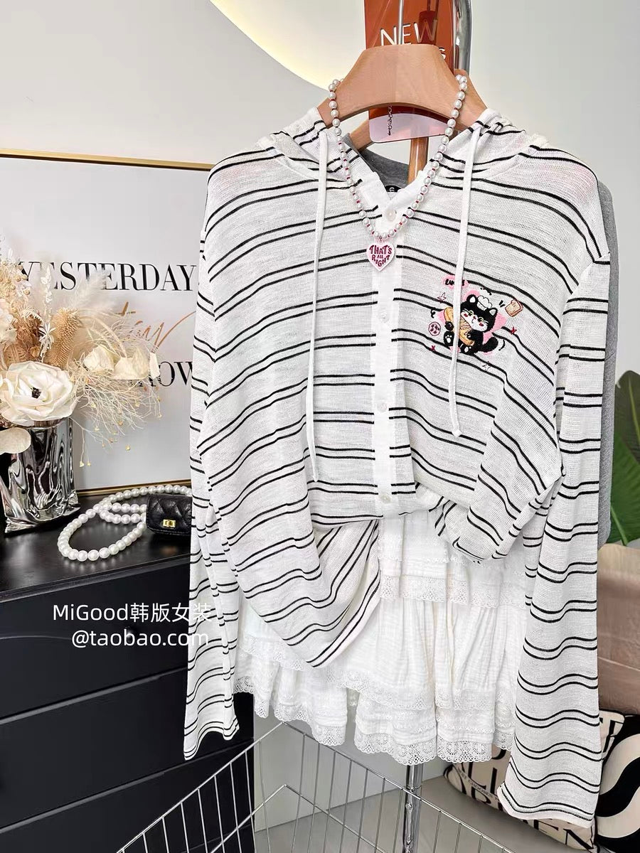 Summer sun protection cardigan ~ 2026 new Korean style striped