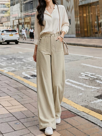 Women's High-Waisted Wide-Leg Jeans (Fall 2026 New Arrival) – Slimming, Versatile, Drapey, Retro, Loose Straight-Leg Floor-Length Trousers