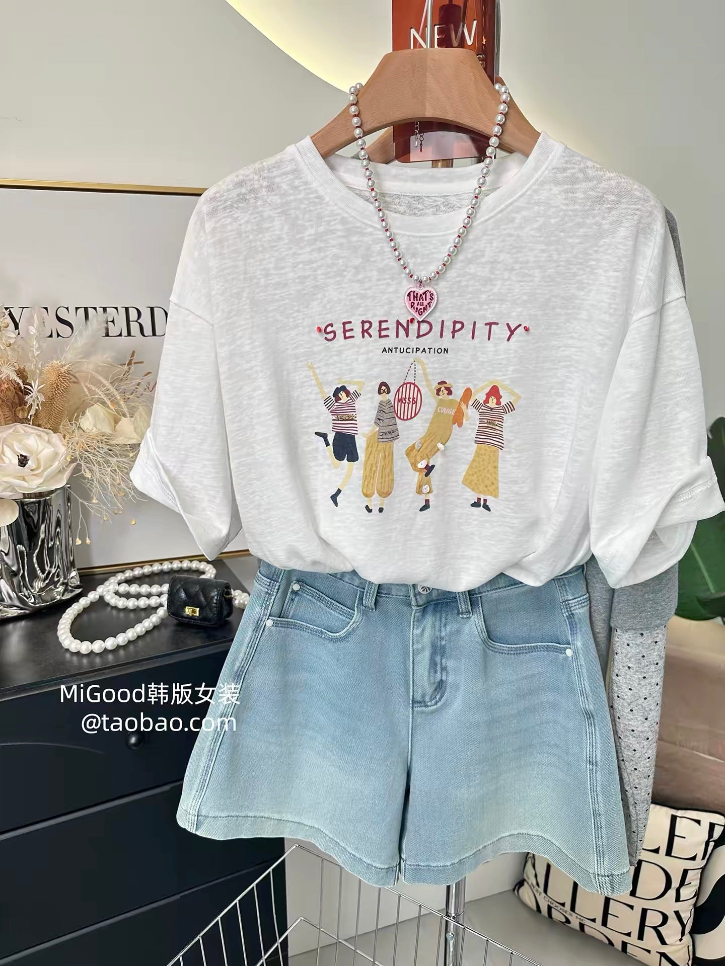 Short Plus Size Top ~ New Summer Korean Style Fashion Girl Printed Loose Slimming Snowflake Cotton T-Shirt for Women