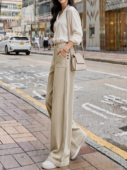 Women's High-Waisted Wide-Leg Jeans (Fall 2026 New Arrival) – Slimming, Versatile, Drapey, Retro, Loose Straight-Leg Floor-Length Trousers