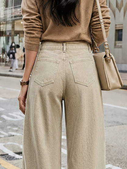 Women's High-Waisted Wide-Leg Jeans (Fall 2026 New Arrival) – Slimming, Versatile, Drapey, Retro, Loose Straight-Leg Floor-Length Trousers
