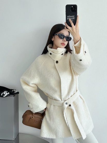 [Little Relatives] Coconut Glutinous Rice Zhi 2024 Winter New Style Wool Woolen Long Coat