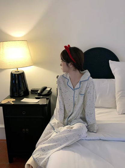 Xinbangbang Homedress Women's Korean-Style Star-Print Pajama Set – Soft, Comfortable Loungewear (Autumn 2026)