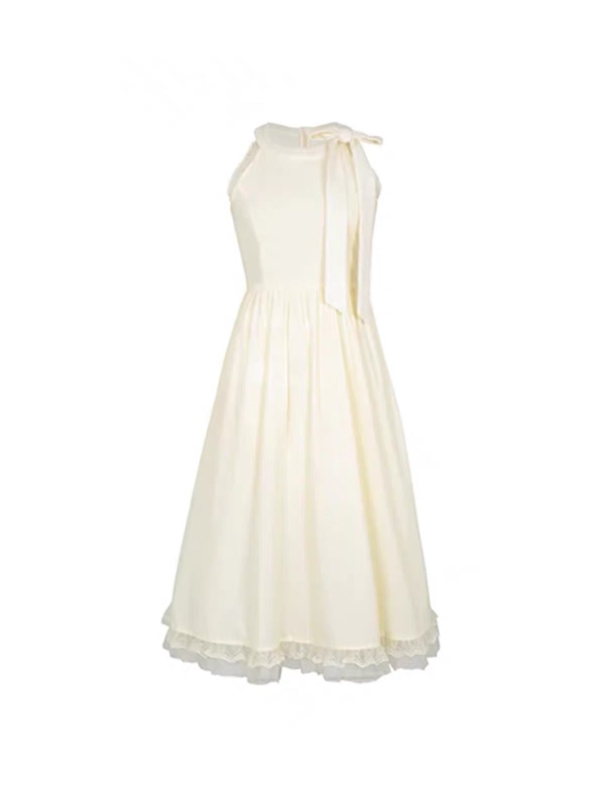 French tea break halter neck lace dress for women summer waist slimming lace temperament gentle style sleeveless vest long dress