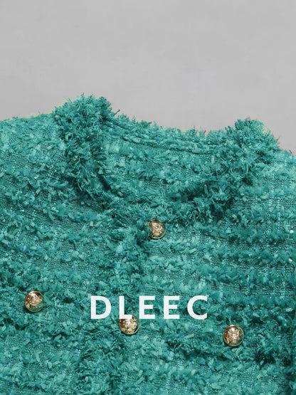 DLEEC "Sweet Returnee" Style Tweed Jacket – Chic, Sophisticated, and High-End with Tassel Details