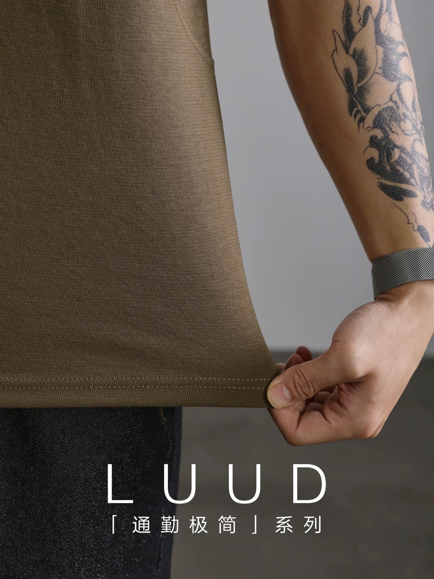 LUUD trendy brand design rivet decoration round neck short-sleeved T-shirt men's summer small neckline casual T-shirt top