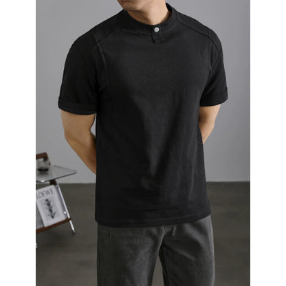 LUUD trendy brand design rivet decoration round neck short-sleeved T-shirt men's summer small neckline casual T-shirt top