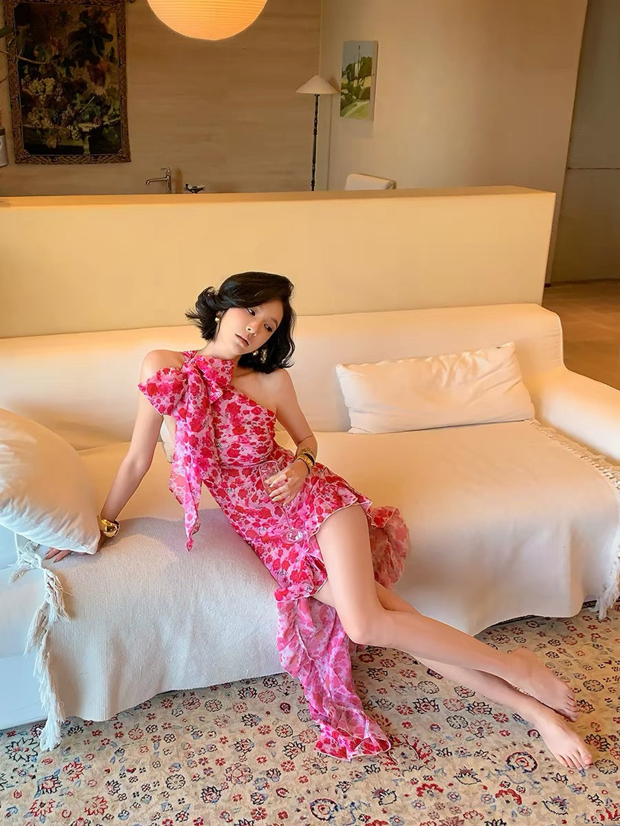 Island Shop New Arrivals at 00:00 PM on May 6th: Floral Off-Shoulder Slit Ruffle Dress (95% Off)