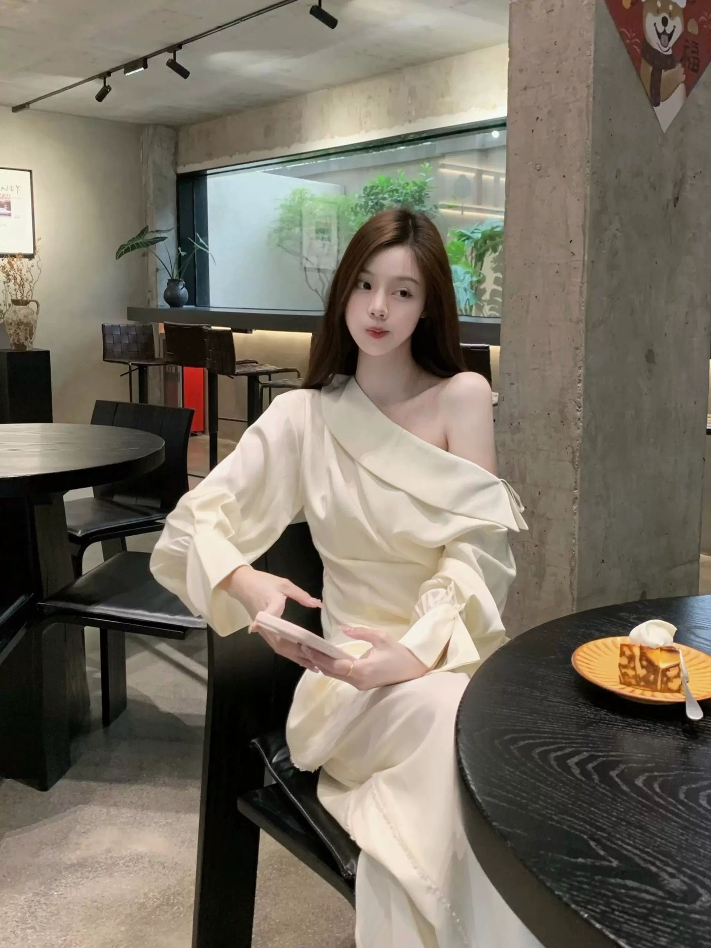 2025 Autumn New Korean Style Fashionable and Elegant Versatile Slimming Long-Sleeved Shirt + High-Waisted Skirt Two-Piece Set for Women