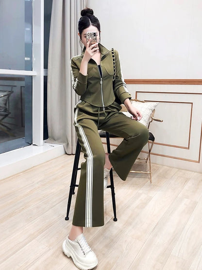Women's Sweater Set Women's 2024 New Autumn Clothing Casual Western Style Tops and Trousers Two-piece Commuting Suit