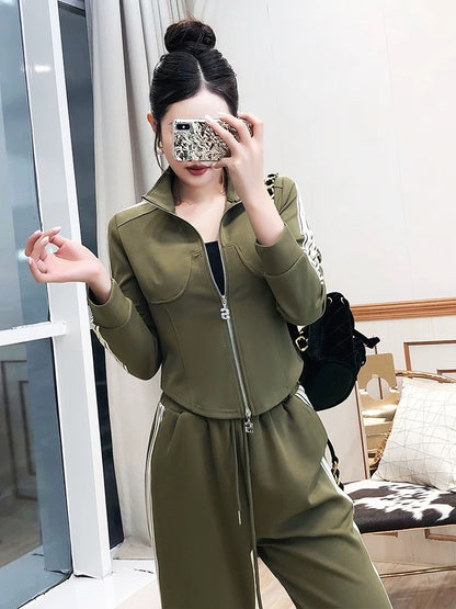 Women's Sweater Set Women's 2024 New Autumn Clothing Casual Western Style Tops and Trousers Two-piece Commuting Suit