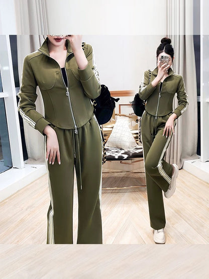 Women's Sweater Set Women's 2024 New Autumn Clothing Casual Western Style Tops and Trousers Two-piece Commuting Suit