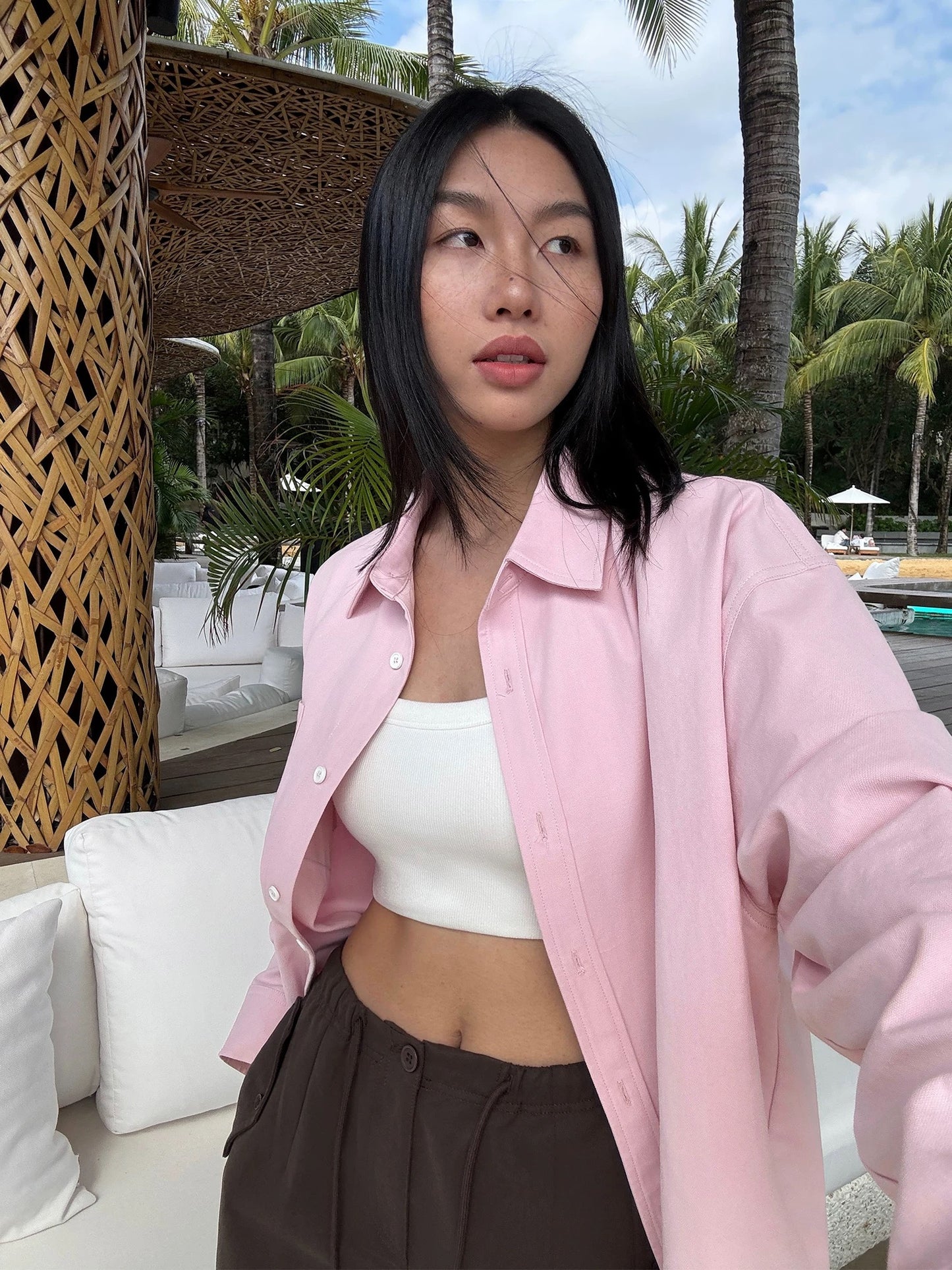 NEVA HU white long-sleeved shirt women's design niche 2024 autumn new retro Hong Kong style casual shirt