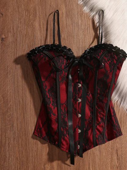 Halloween-themed fishbone corset waist belt red fishbone strapless camisole top for women, sweet and cool inner and outer wear, sexy tank top
