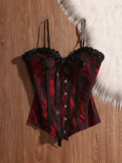 Halloween-themed fishbone corset waist belt red fishbone strapless camisole top for women, sweet and cool inner and outer wear, sexy tank top