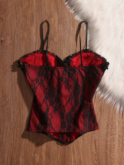 Halloween-themed fishbone corset waist belt red fishbone strapless camisole top for women, sweet and cool inner and outer wear, sexy tank top