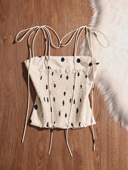 Sweet and spicy polka dot sleeveless inner camisole tank top for women, new summer style, slim fit, short style, outerwear