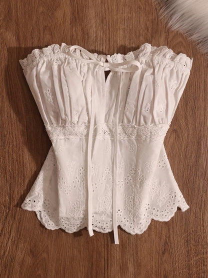 Qimiao French lace camisole, women's inner and outer wear, sexy and innocent style, hot girl short top, new style.