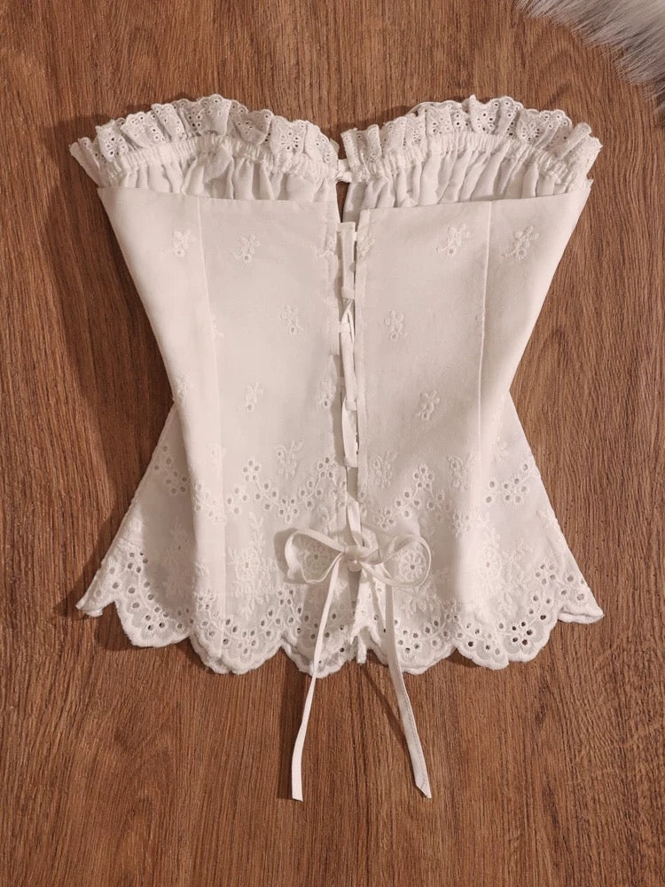 Qimiao French lace camisole, women's inner and outer wear, sexy and innocent style, hot girl short top, new style.