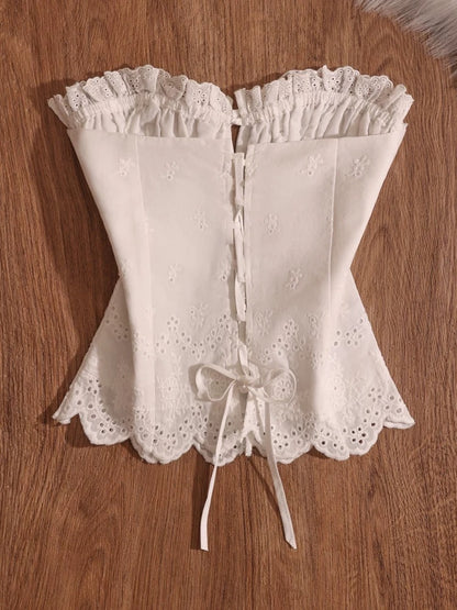 Qimiao French lace camisole, women's inner and outer wear, sexy and innocent style, hot girl short top, new style.