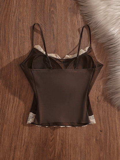 Pure and sexy lace-trimmed high-end niche camisole for women, unique design and elegant slim fit.