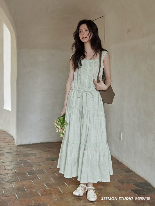 Ximeng 2025 new summer temperament skirt small design niche beautiful floral tea break French dress