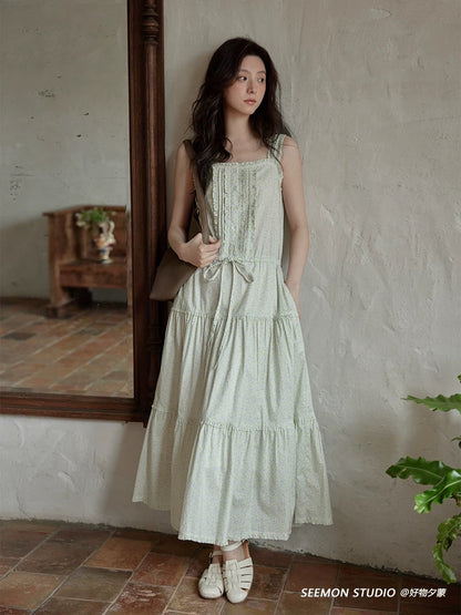 Ximeng 2025 new summer temperament skirt small design niche beautiful floral tea break French dress