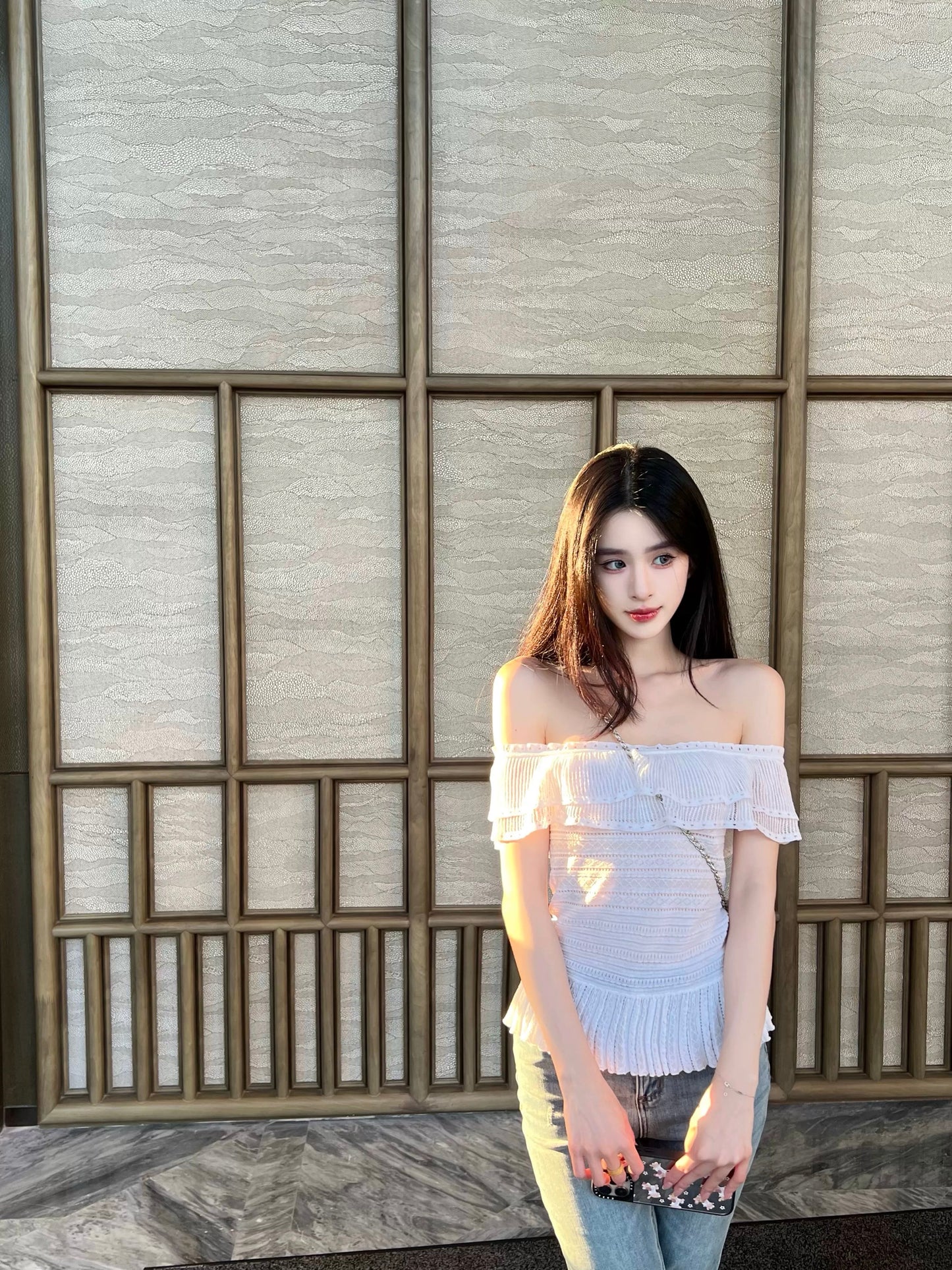 @uniken【Ethereal and Ethereal】Summer Pure and Alluring Off-Shoulder Slim Fit Top for Women