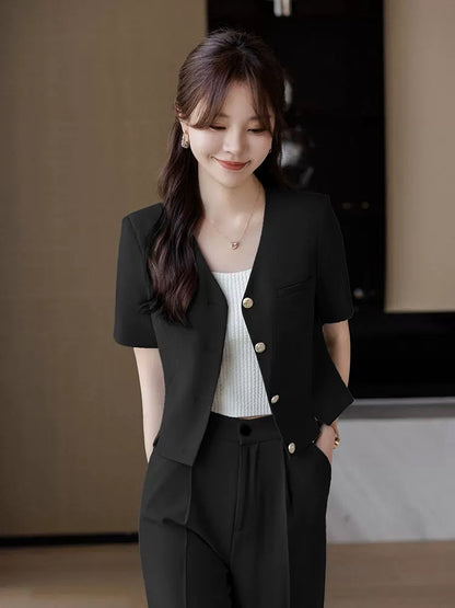 Wide-leg pants suit for women 2024 new summer wear complete set of two-piece age-reducing fashion, foreign style, fashionable and casual