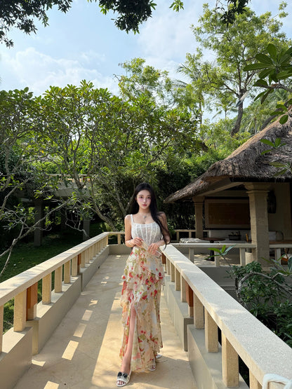 [In Stock] Viola [Rose Sea] Vintage French Romantic Gold Thread Half-Length Cake Skirt