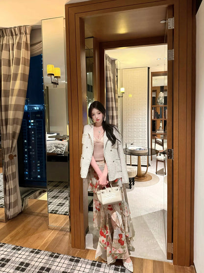 [In Stock] Viola [Rose Sea] Vintage French Romantic Gold Thread Half-Length Cake Skirt